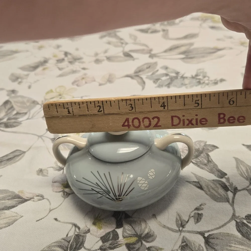 Franciscan Silver Pine Sugar Bowl with Lid, MCM